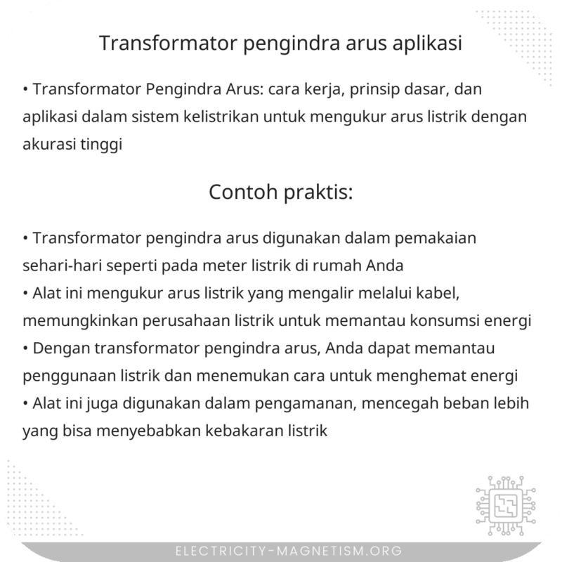 Transformator Pengindra Arus | Aplikasi