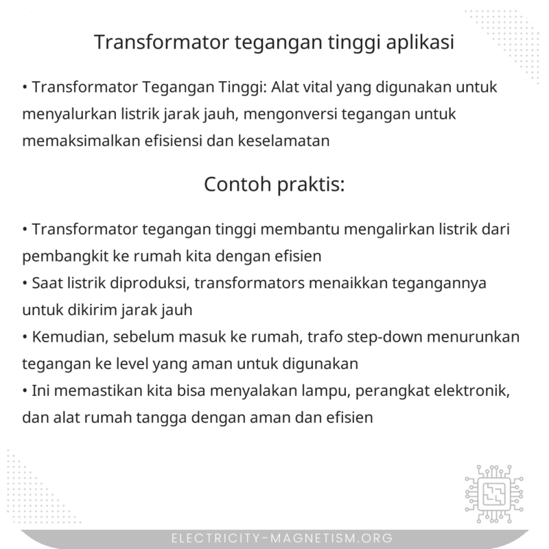 Transformator Tegangan Tinggi | Aplikasi
