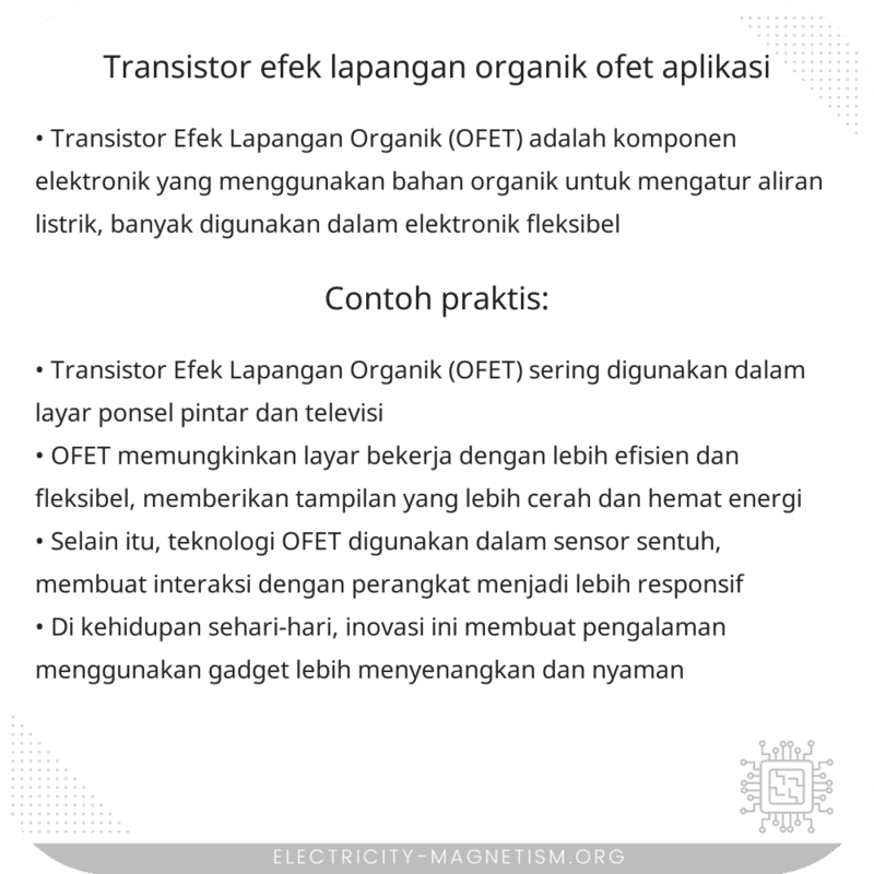 Transistor Efek Lapangan Organik (OFET) | Aplikasi