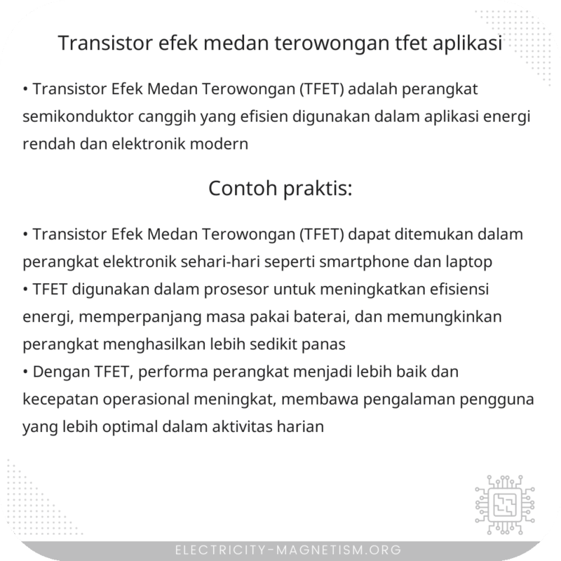 Transistor Efek Medan Terowongan (TFET) | Aplikasi
