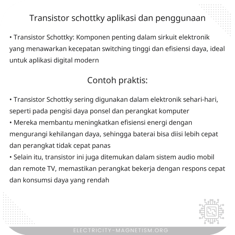Transistor Schottky | Aplikasi dan Penggunaan