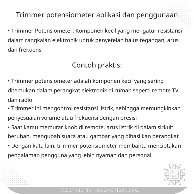 Trimmer Potensiometer | Aplikasi dan Penggunaan