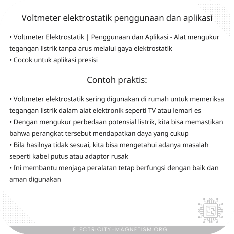 Voltmeter Elektrostatik | Penggunaan dan Aplikasi